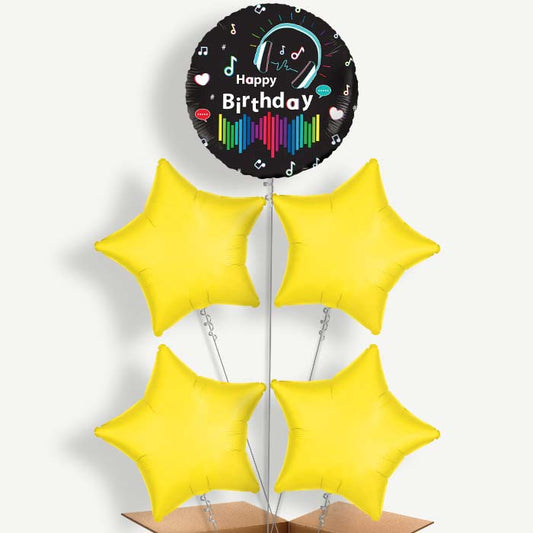 Music Birthdays with Balloon Clusters Inflated with Helium | Party Save Smile