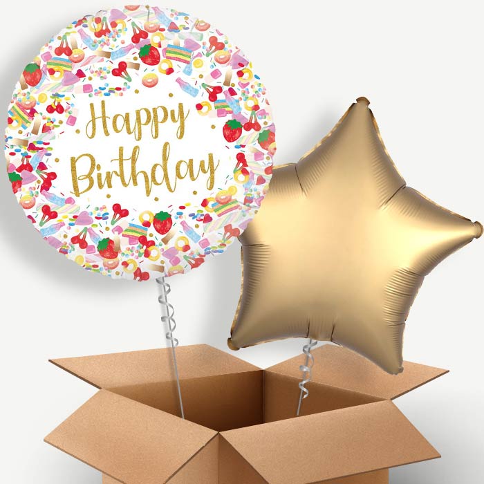 Pick n Mix Sweets Happy Birthday Helium Balloon Couple | Party Save Smile