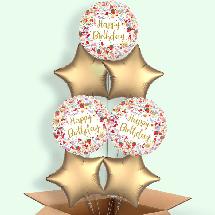 Pick n Mix Sweets Happy Birthday Helium Balloon in a Box - 7 Balloons | Party Save Smile