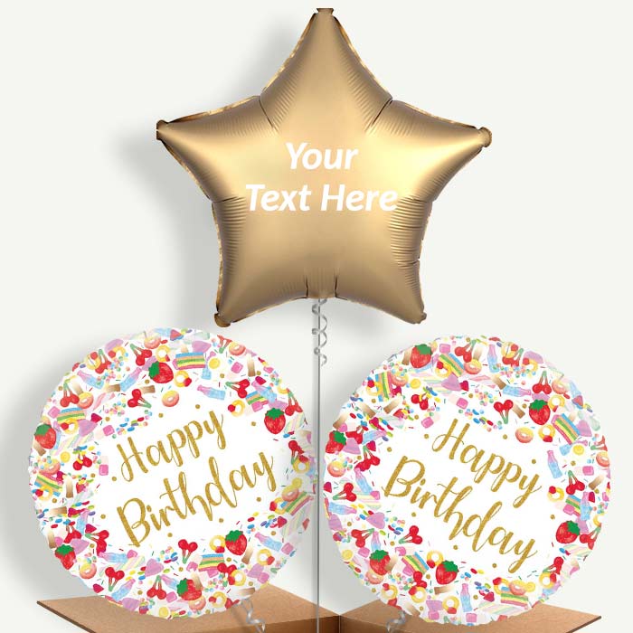 Personalisable Pick n Mix Sweets Happy Birthday Helium Balloons | Party Save Smile