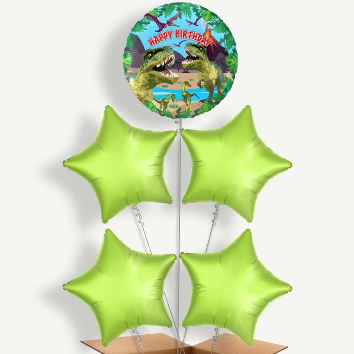 Birthday Dinosaur Balloon Cluster Inflated with Helium | Party Save Smile