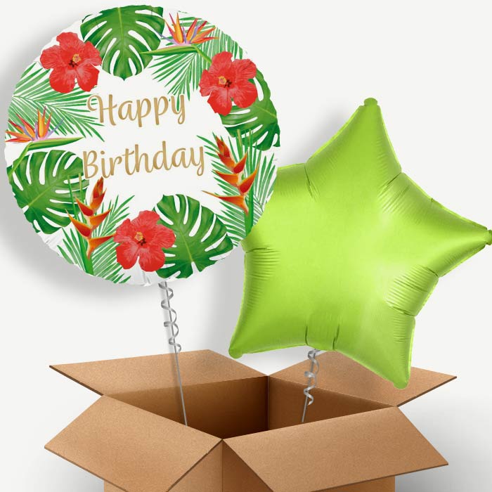 Tropical Happy Birthday Helium Balloon Two | Party Save Smile