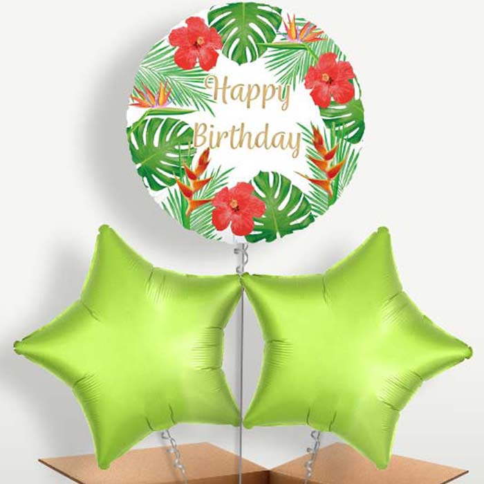 Tropical Happy Birthday Helium Bunch of Balloons | Party Save Smile