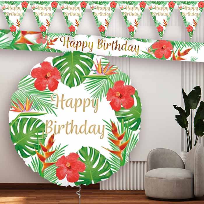 Tropical Happy Birthday Balloon and Banners