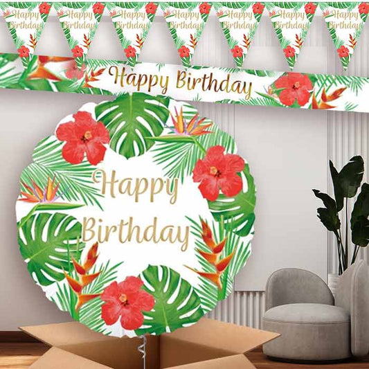 Tropical Happy Birthday Balloon and Banners | Party Save Smile