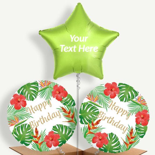 Personalisable Tropical Happy Birthday Helium Balloons  | Party Save Smile