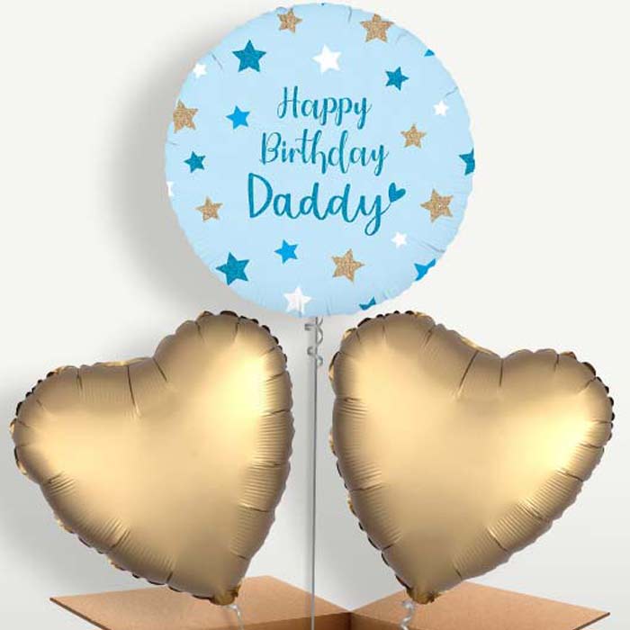 Happy Birthday Daddy Blue Stars Balloons in a Bunch | Party Save Smile