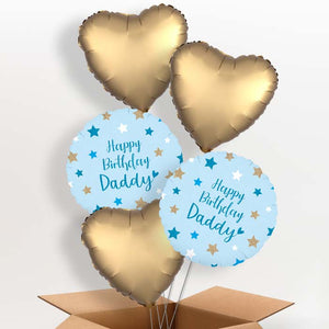 Happy Birthday Daddy Blue Stars Helium Balloon in a Box