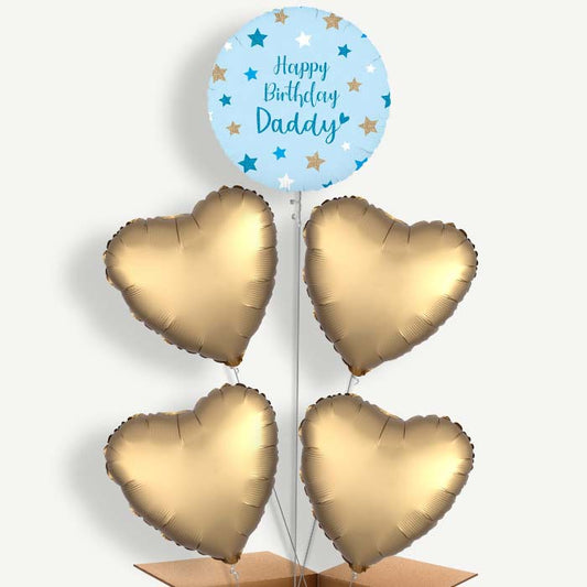 Happy Birthday Daddy Blue Stars Helium Cluster Balloons | Party Save Smile
