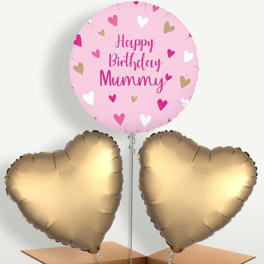 Happy Birthday Mummy Hearts Balloons in a Bunch | Party Save Smile