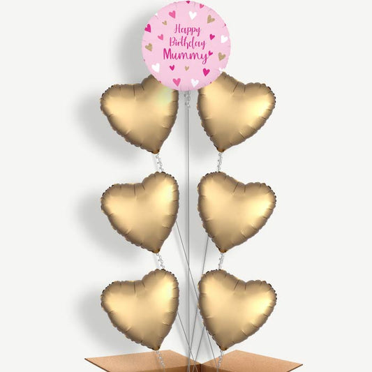 Happy Birthday Mummy Hearts Helium Balloon Arrangement | Party Save Smile