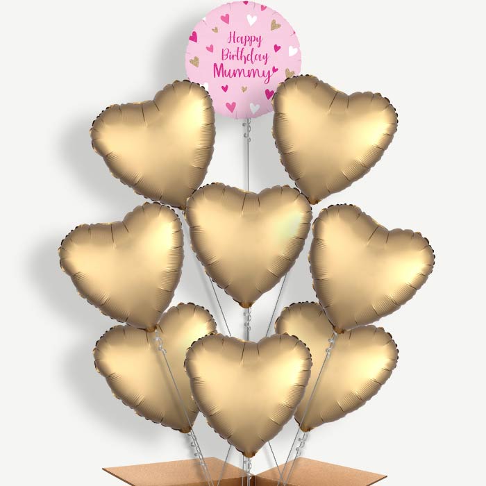 Happy Birthday Mummy Hearts Helium Balloon Bundle | Party Save Smile