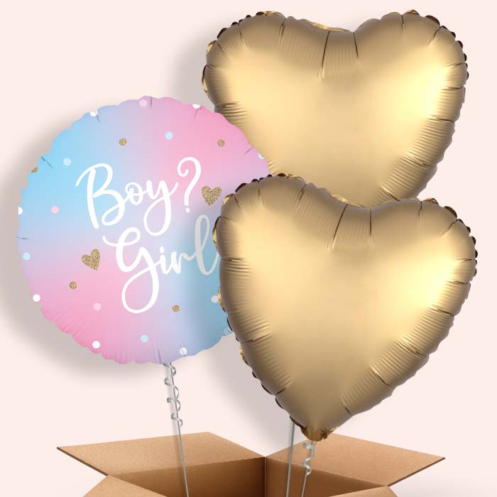 Pastel Ombre Gender Reveal Helium Balloon in a Box - 3 Balloons | Party Save Smile