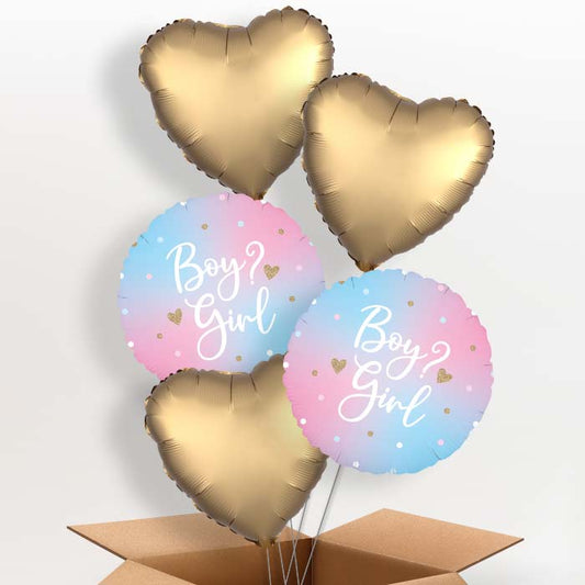 Pastel Ombre Gender Reveal Helium Balloon in a Box - 5 Balloons | Party Save Smile