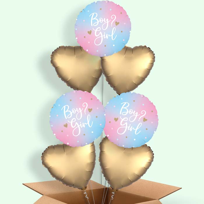 Pastel Ombre Gender Reveal Helium Balloon in a Box - 7 Balloons | Party Save Smile