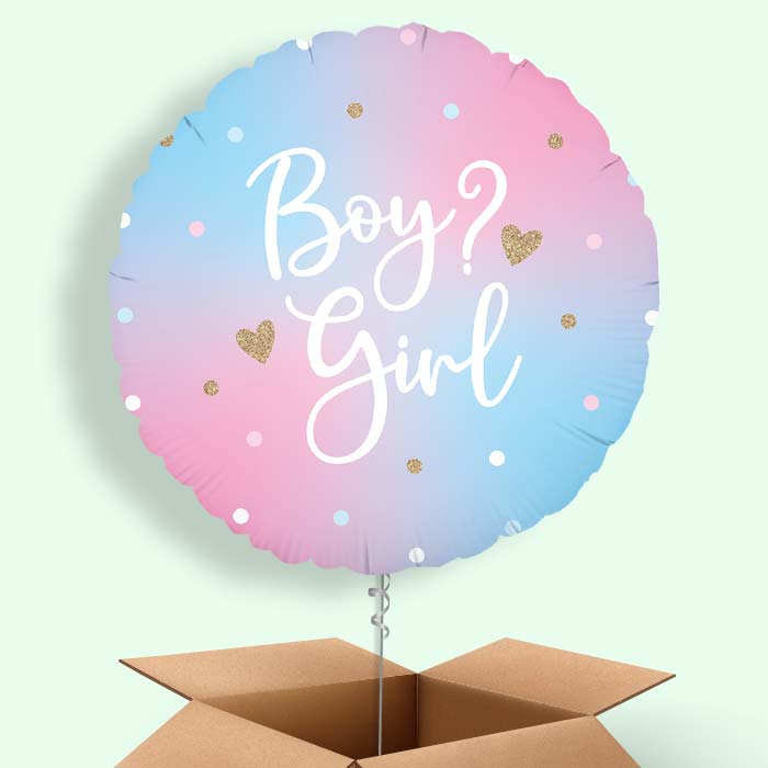 Pastel Ombre Gender Reveal Helium Balloon in a Box - 1 Balloon | Party Save Smile