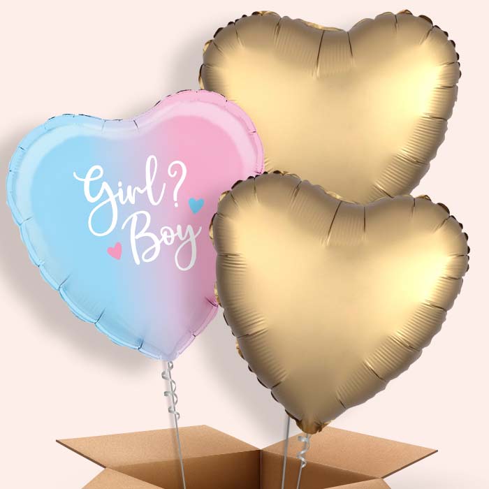 Ombre Heart Boy or Girl Balloon in a Box - 3 Balloons | Party Save Smile