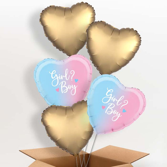 Ombre Heart Boy or Girl Balloon in a Box - 5 Balloons | Party Save Smile
