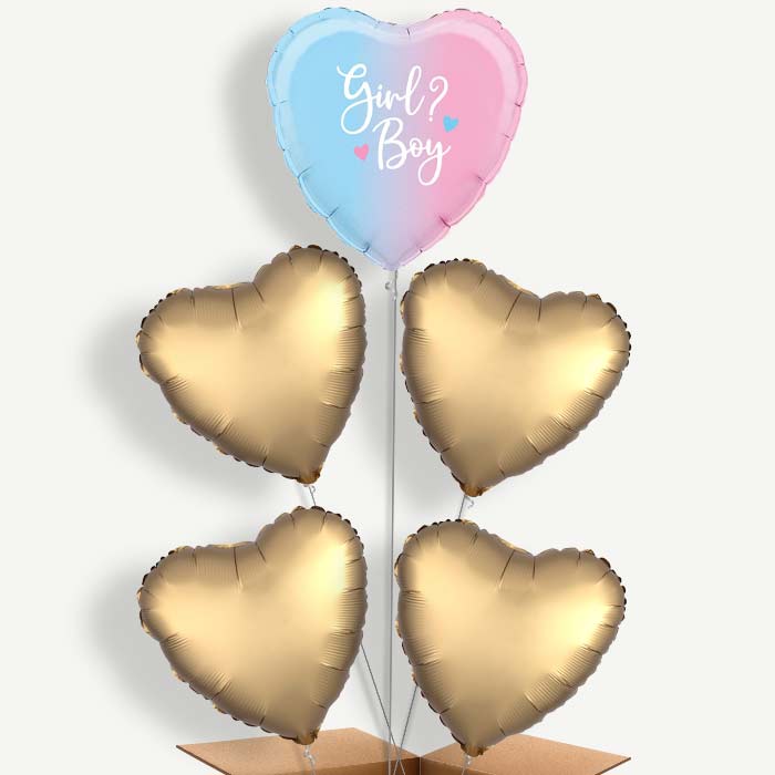 Ombre Heart Boy or Girl Helium Cluster Balloons | Party Save Smile