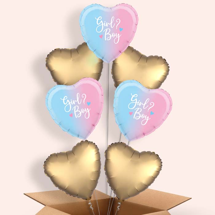Ombre Heart Boy or Girl Balloon in a Box - 7 Balloons | Party Save Smile