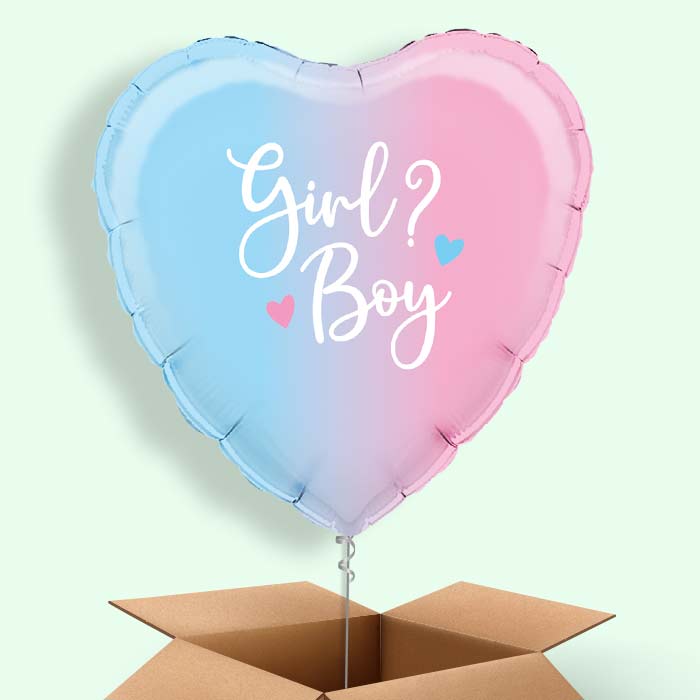 Ombre Heart Boy or Girl Balloon in a Box - 1 Balloon | Party Save Smile