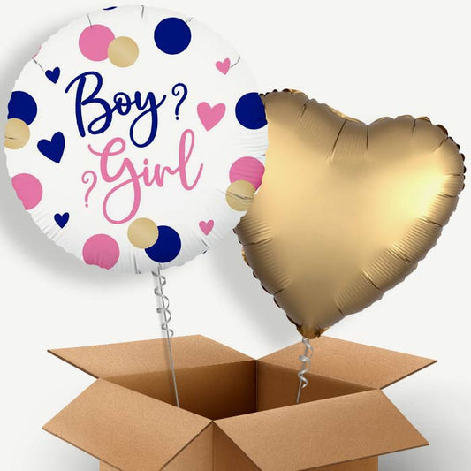 Pink and Navy Gender Reveal Helium Balloon Couple | Party Save Smile