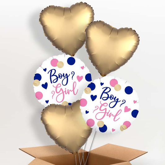 Pink and Navy Gender Reveal Helium Balloon in a Box - 5 Balloons | Party Save Smile