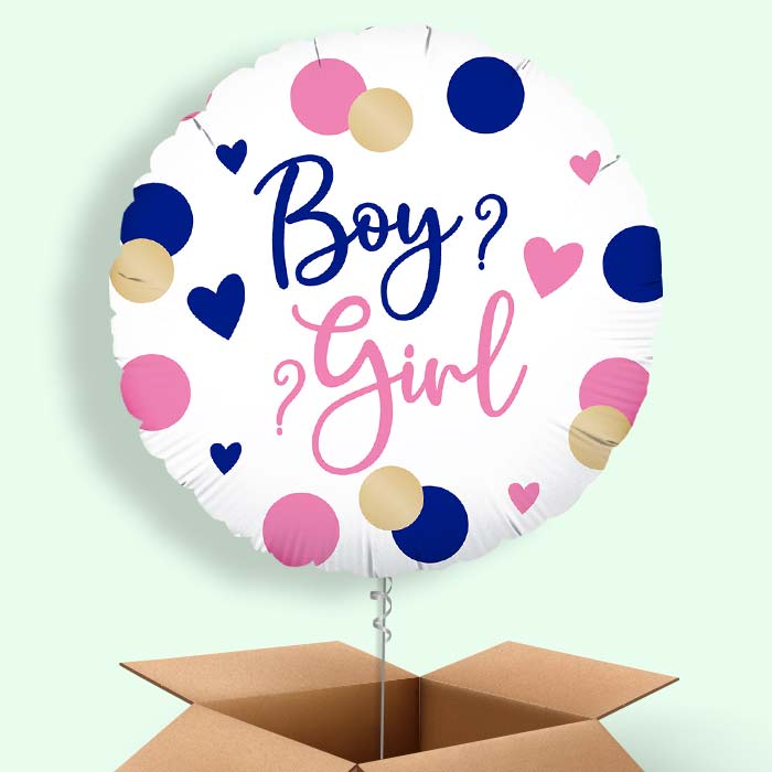 Pink and Navy Gender Reveal Helium Balloon in a Box - 1 Balloon | Party Save Smile