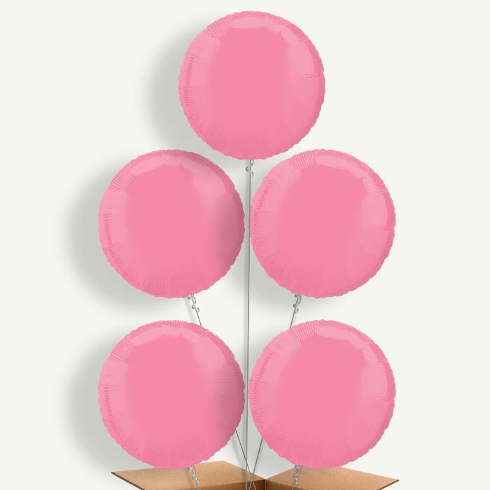 Bright Pink Plain Coloured Circle Helium Cluster Balloons | Party Save Smile