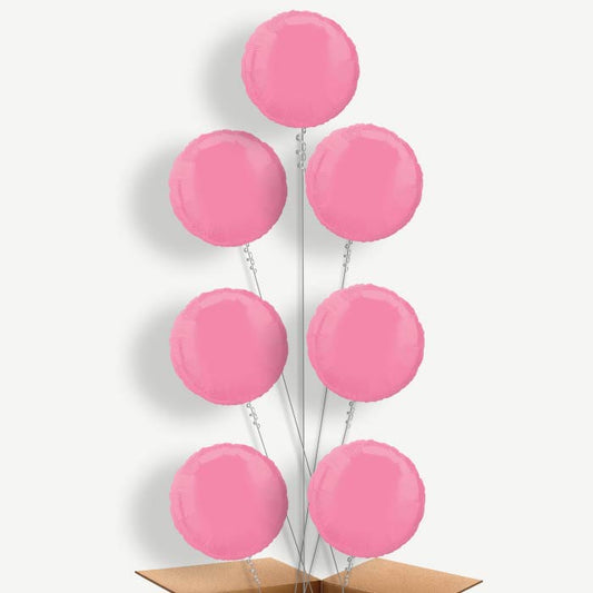 Bright Pink Plain Coloured Circle Helium Balloon Arrangement | Party Save Smile