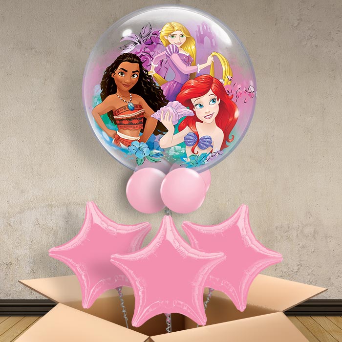 Disney Princess Helium Bubble Balloon in a Box - Bubble Balloon with 3 Balloons | Party Save Smile