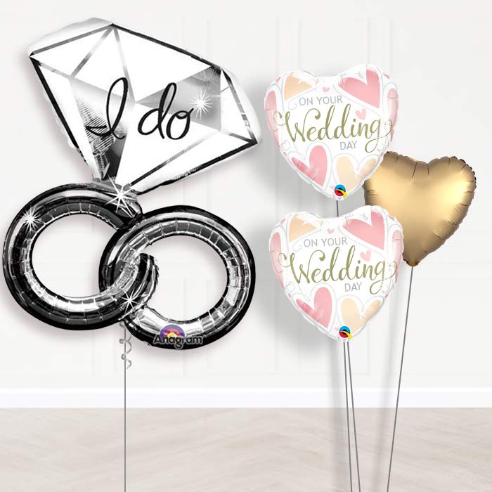 Balloon Bouquet Wedding - I Do Ring-Giant Balloon + 2 Themed Balloons + 1 Plain Balloon 