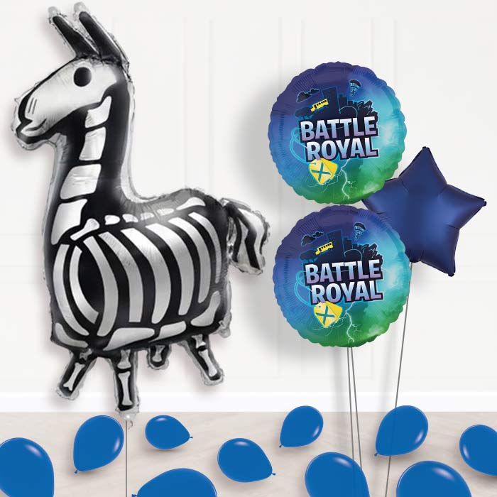 Fortnite Llama Inflated Helium Balloons Delivered-Giant Balloon + 2 Themed Balloons + 1 Plain Balloon + Mini Balloons 