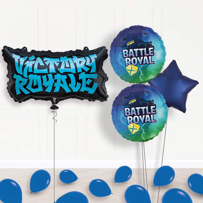Fortnite Balloon Bouquet Delivered Inflated-Giant Balloon + 2 Themed Balloons + 1 Plain Balloon + Mini Balloons 
