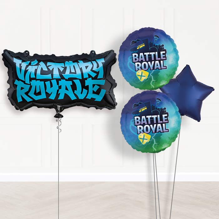 Fortnite Balloon Bouquet Delivered Inflated-Giant Balloon + 2 Themed Balloons + 1 Plain Balloon 