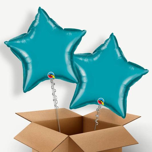 Turquoise Star Helium Balloon Two | Party Save Smile