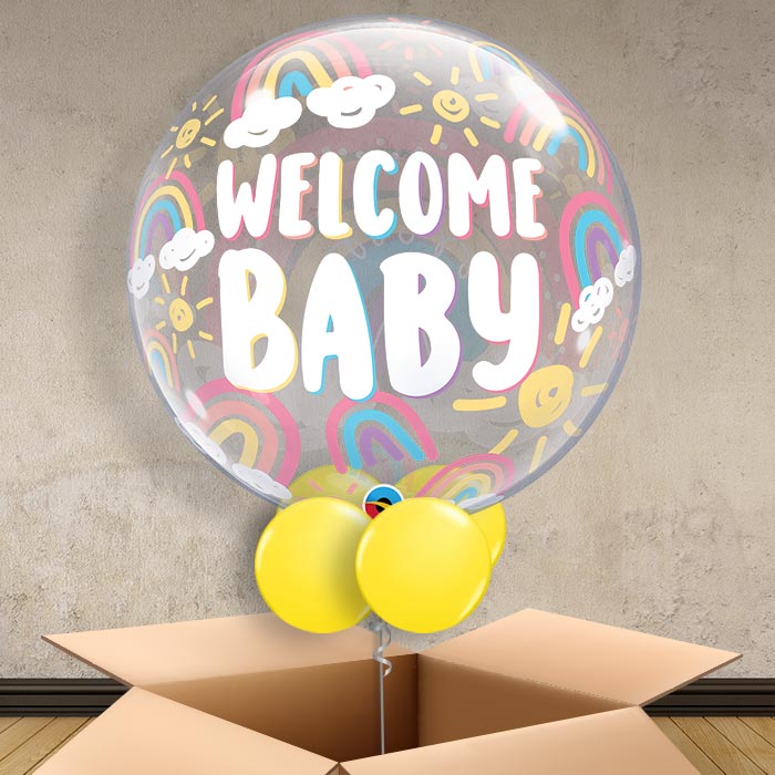 Boho Welcome Baby Bubble Balloon in a Box - Bubble Balloon | Party Save Smile