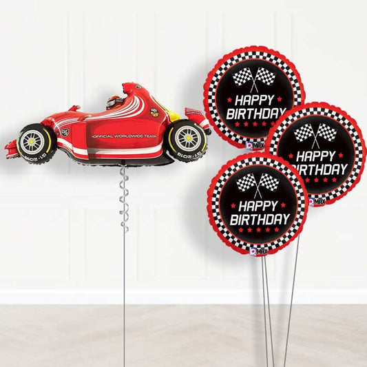 Racing Car Birthday Balloon Bouquet in a Box - Themed Bouquet | Party Save Smile