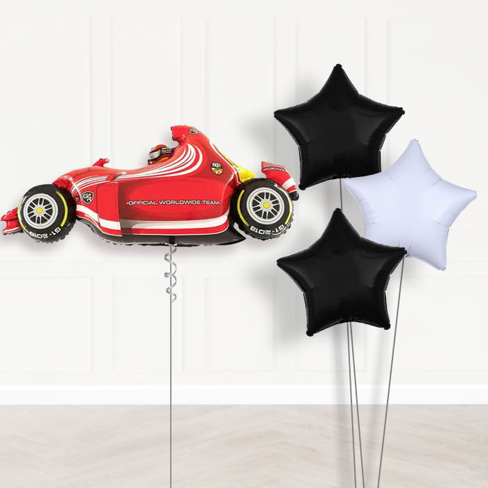 Racing Car Birthday Balloon Bouquet in a Box - Plain Bouquet | Party Save Smile