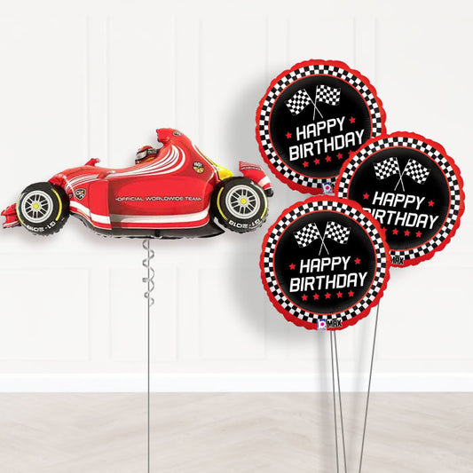 Racing Car Birthday Balloon Bouquet in a Box - Themed Bouquet | Party Save Smile