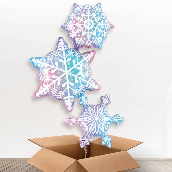 Giant Snowflake Trio Helium Balloon in a Box - Giant Balloon | Party Save Smile