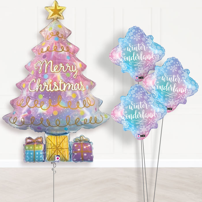 Christmas Tree Helium Balloon Bouquet Delivered - Themed Bouquet | Party Save Smile