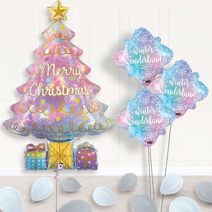 Christmas Tree Helium Balloon Bouquet Delivered - Themed Bouquet and Latex | Party Save Smile
