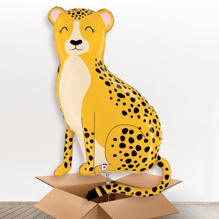 Shaped Cheetah Helium Balloon in a Box - 1 x Giant Balloon | Party Save Smile