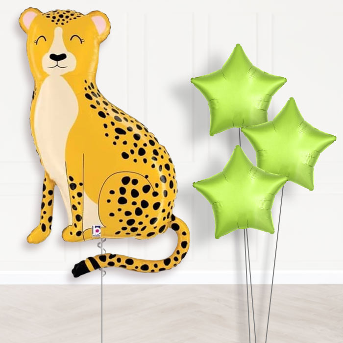 Shaped Cheetah Balloon Bouquet Delivery - 1 x Giant Balloon with Plain Bouquet | Party Save Smile