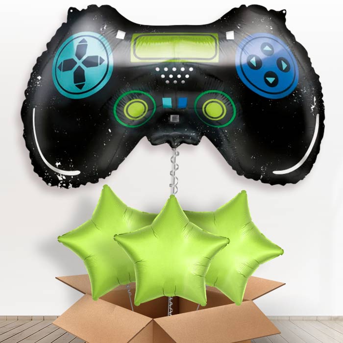 Giant Game Controller Helium Balloon in a Box - With 3 Plain Balloons | Party Save Smile