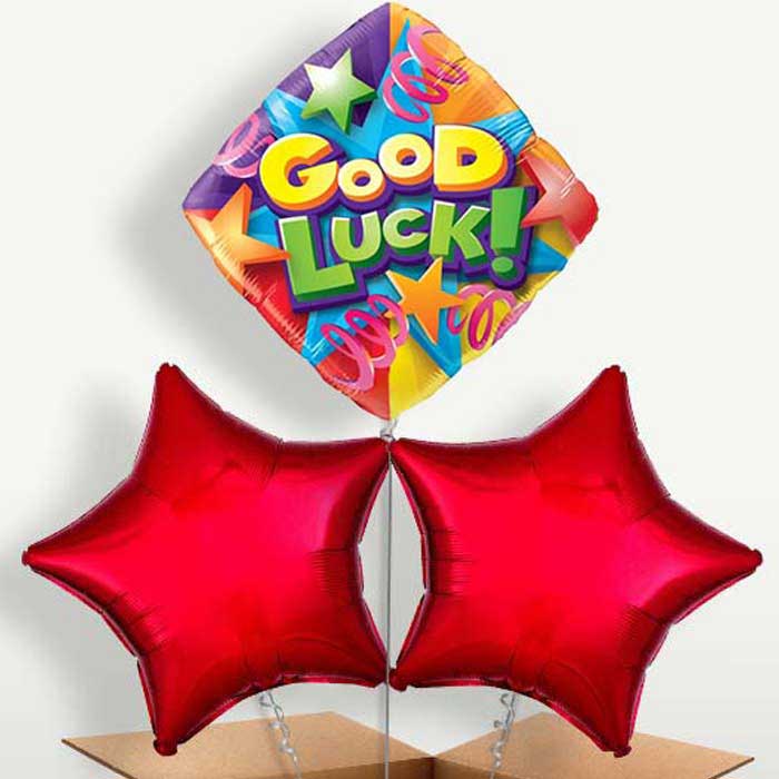 Good Luck Diamond Trio Balloon Bunch inflated with Helium | Party Save Smile