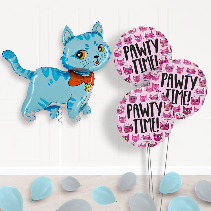 Giant Blue Cat Balloon Bouquet Delivery - Themed Bouquet and Latex | Party Save Smile