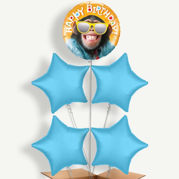 Monkey Birthday Balloon Clusters Inflated with Helium | Party Save Smile