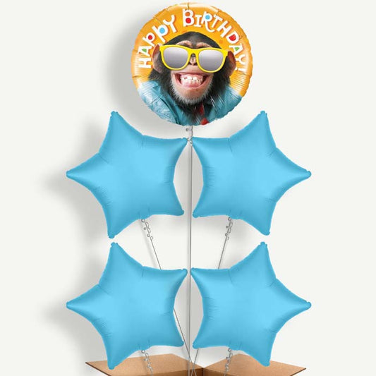 Monkey Birthday Balloon Clusters Inflated with Helium | Party Save Smile